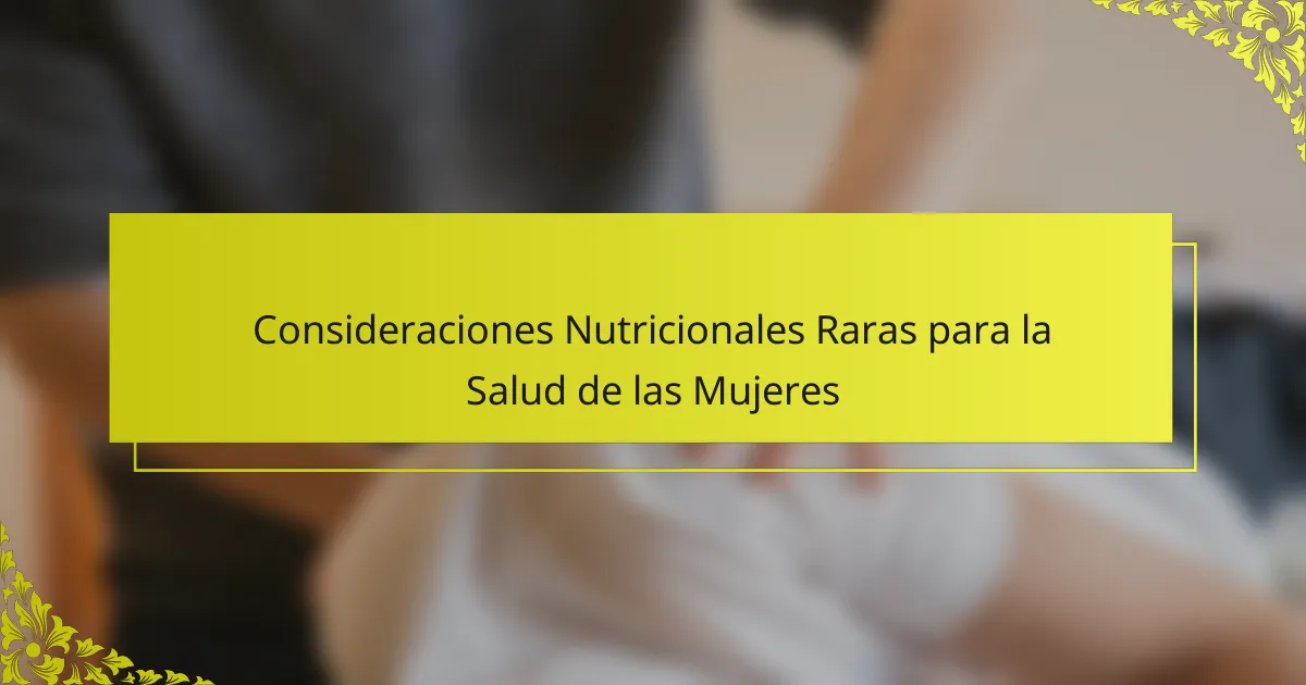 Consideraciones Nutricionales Raras para la Salud de las Mujeres