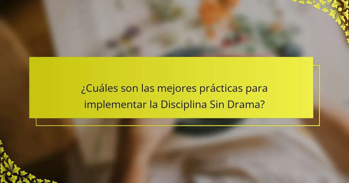 ¿Cuáles son las mejores prácticas para implementar la Disciplina Sin Drama?