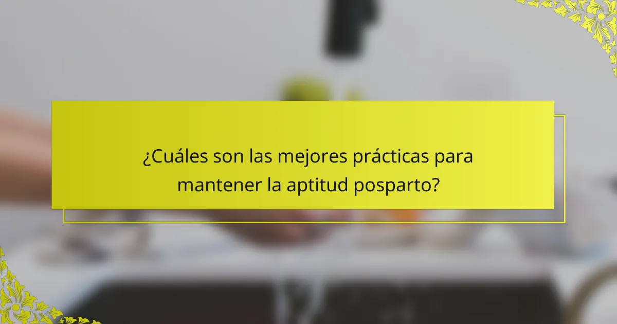 ¿Cuáles son las mejores prácticas para mantener la aptitud posparto?
