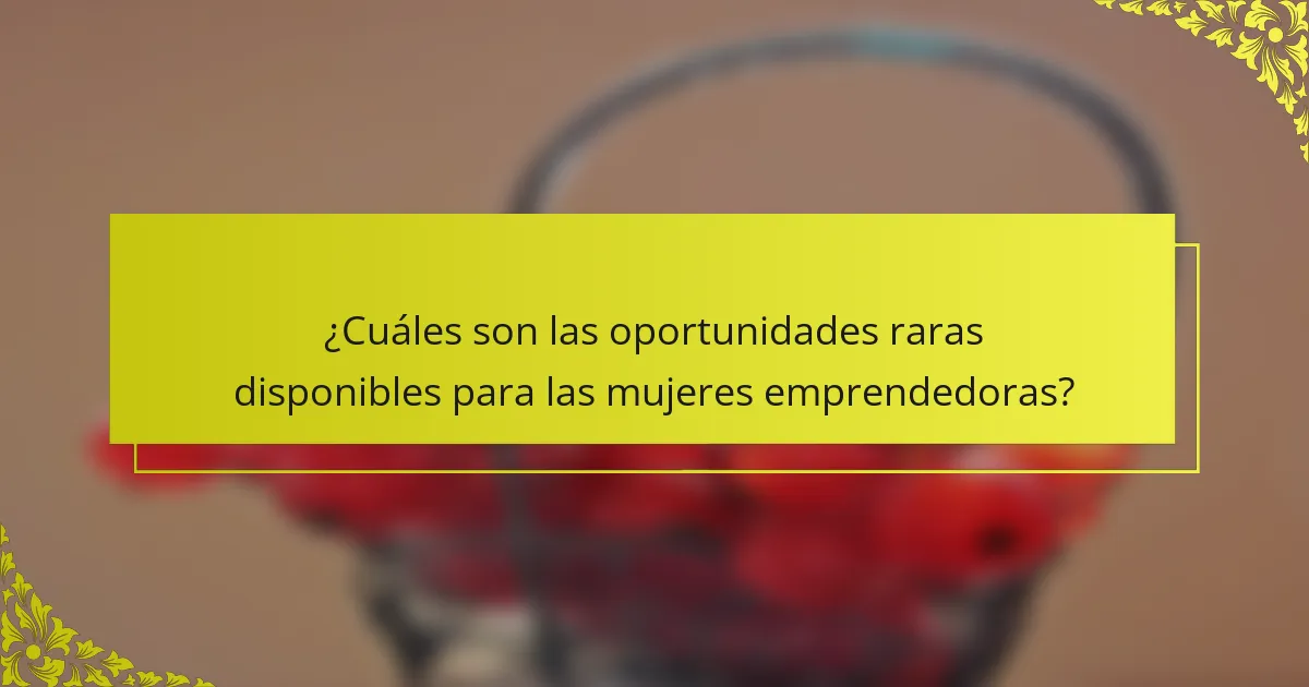 ¿Cuáles son las oportunidades raras disponibles para las mujeres emprendedoras?