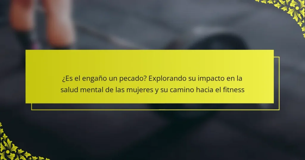¿Es el engaño un pecado? Explorando su impacto en la salud mental de las mujeres y su camino hacia el fitness